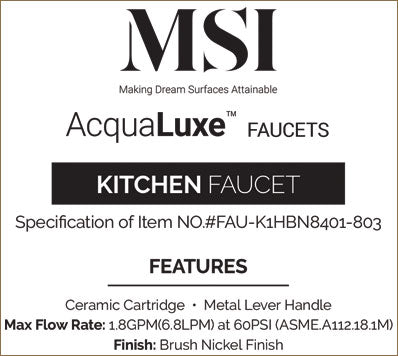 MSI 1 Handle Pull-Down Sprayer Kitchen Faucet — surface detail in natural tonality