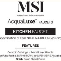 MSI 1 Handle Pull-Down Sprayer Kitchen Faucet — surface detail in natural tonality