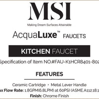 MSI 1 Handle Pull-Out Sprayer Kitchen Faucet — surface detail in natural tonality