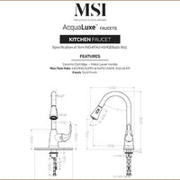 MSI 1 Handle Pull-Down Sprayer Kitchen Faucet — surface detail in gold tonality