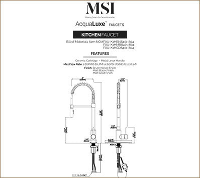MSI 1-Handle Pull-Down Sprayer Kitchen Faucet with deckplate — surface detail in gold tonality