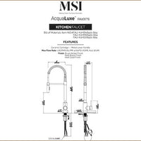MSI 1-Handle Pull-Down Sprayer Kitchen Faucet with deckplate — surface detail in black tonality