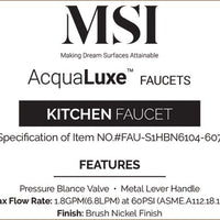MSI 1 Handle Shower/Tub Faucet With Valve- 607 Brush Nickel Faucets faucets from Citadel Spaces