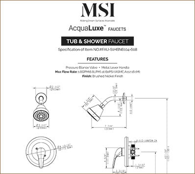 MSI 1-Handle 1-Spray Tub and Shower Faucet with Pressure Balance Valve - 608 Nickel Brushed Faucets faucets