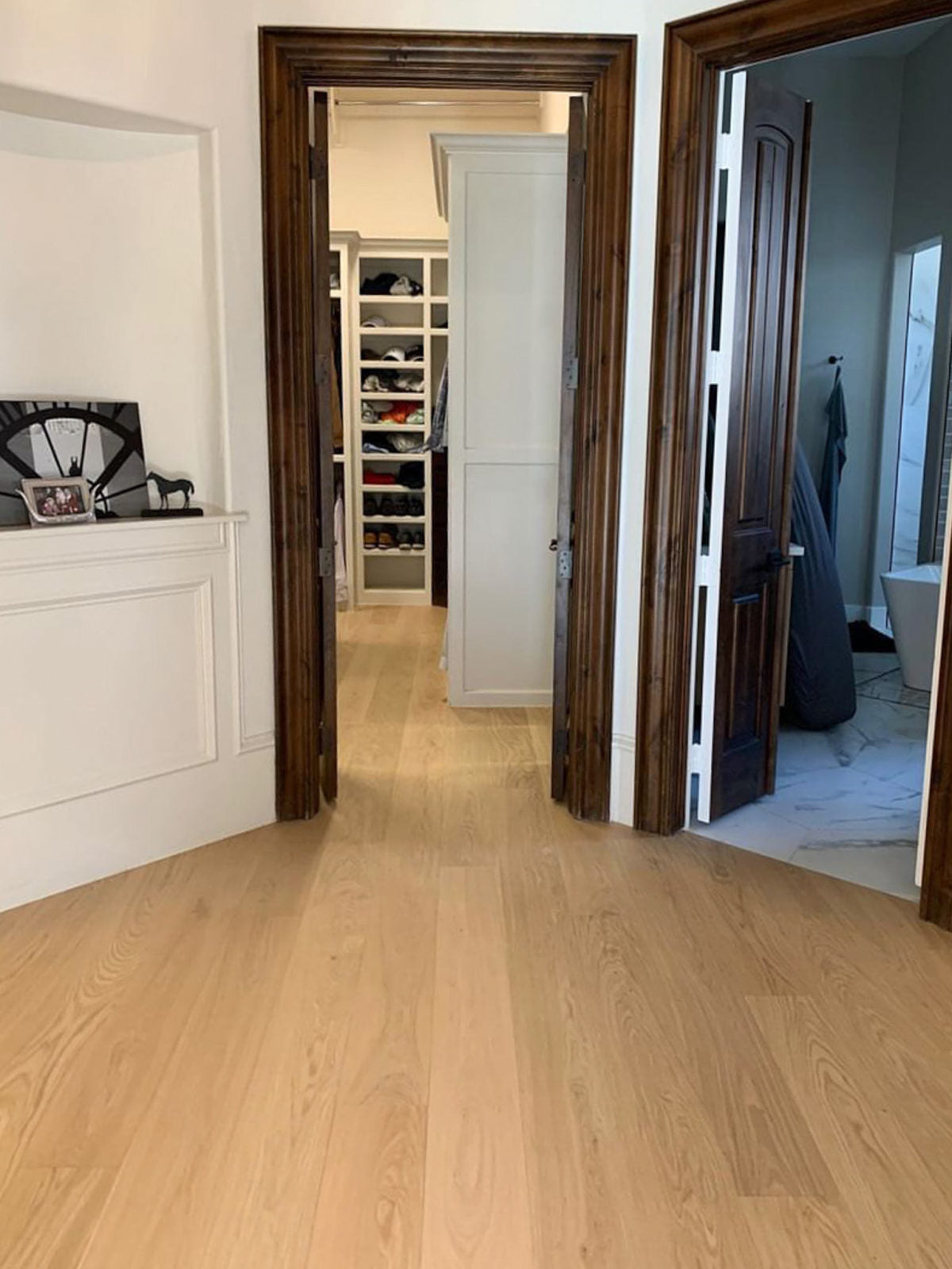 Allora Sella Select European Oak engineered hardwood flooring installed in a bright open-plan living space.