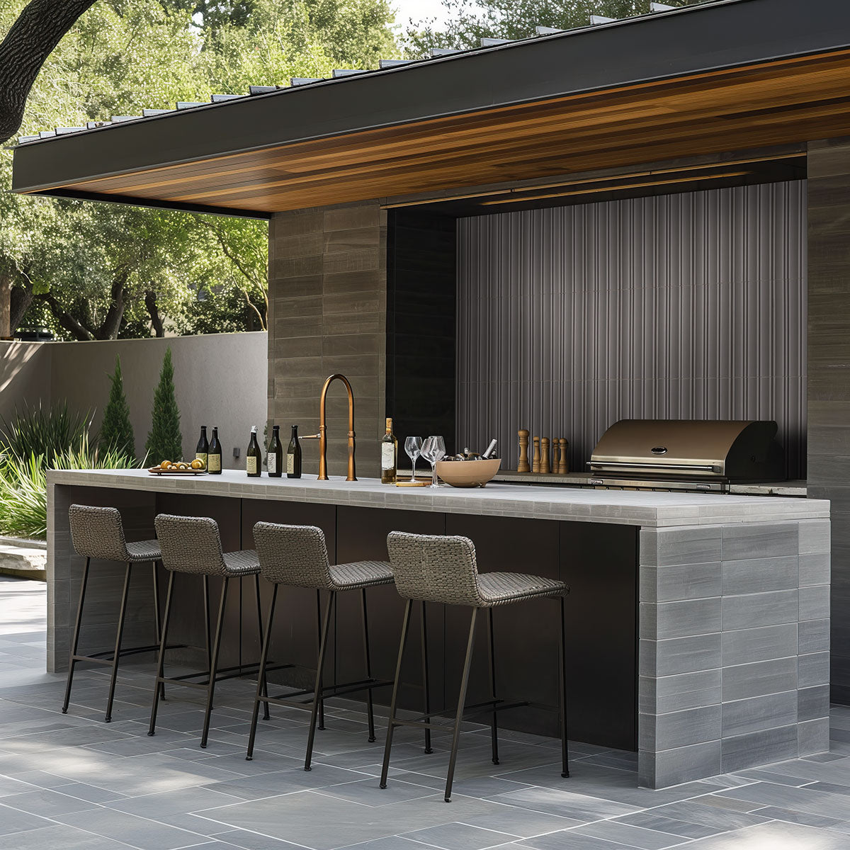 MSI Folk Charcoal Fluted Tile — surface detail in charcoal tonality