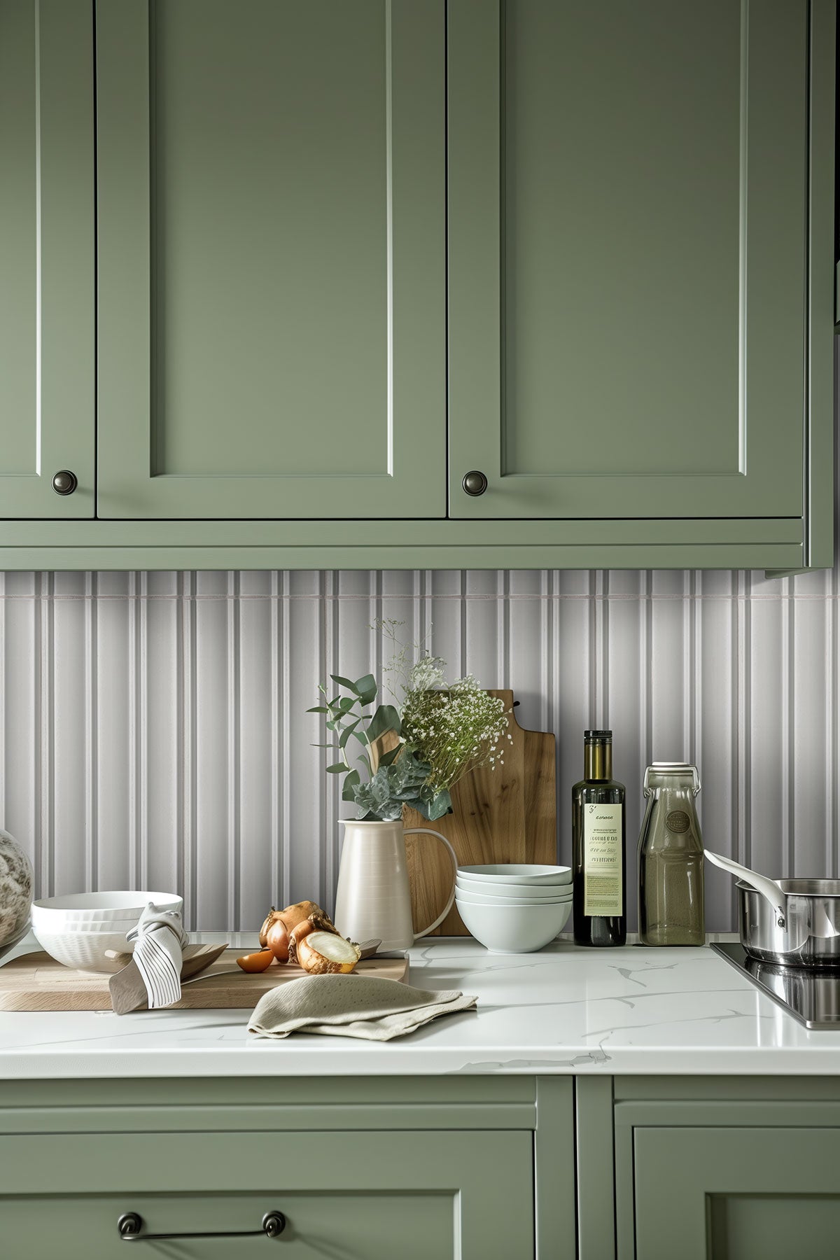 MSI Folk Silver Fluted Tile — surface detail in silver tonality