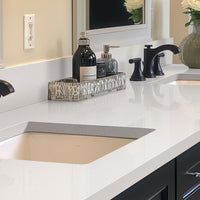 MSI Frost White Quartz — surface detail in white tonality factory-finished eased edge ready for install