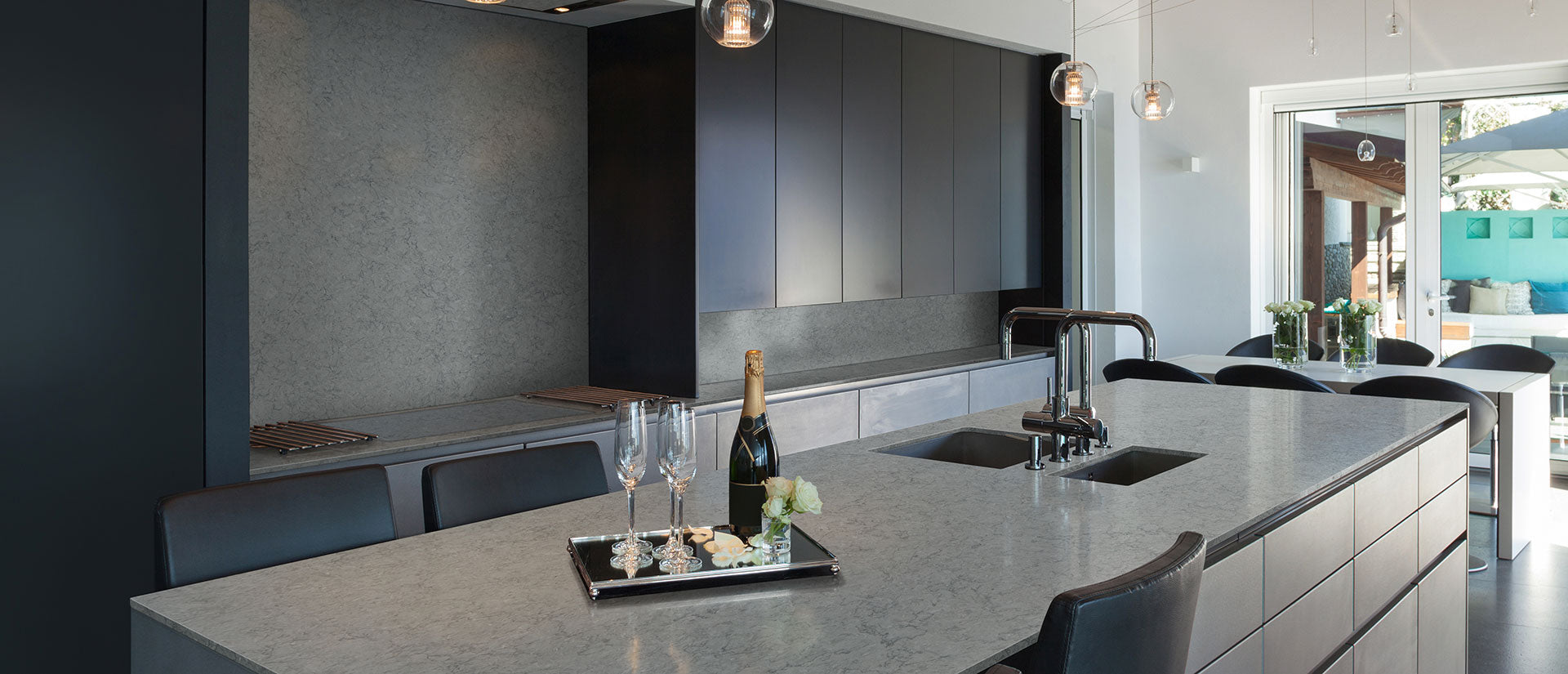 MSI Galant Gray Quartz — surface detail in gray tonality factory-finished eased edge ready for install