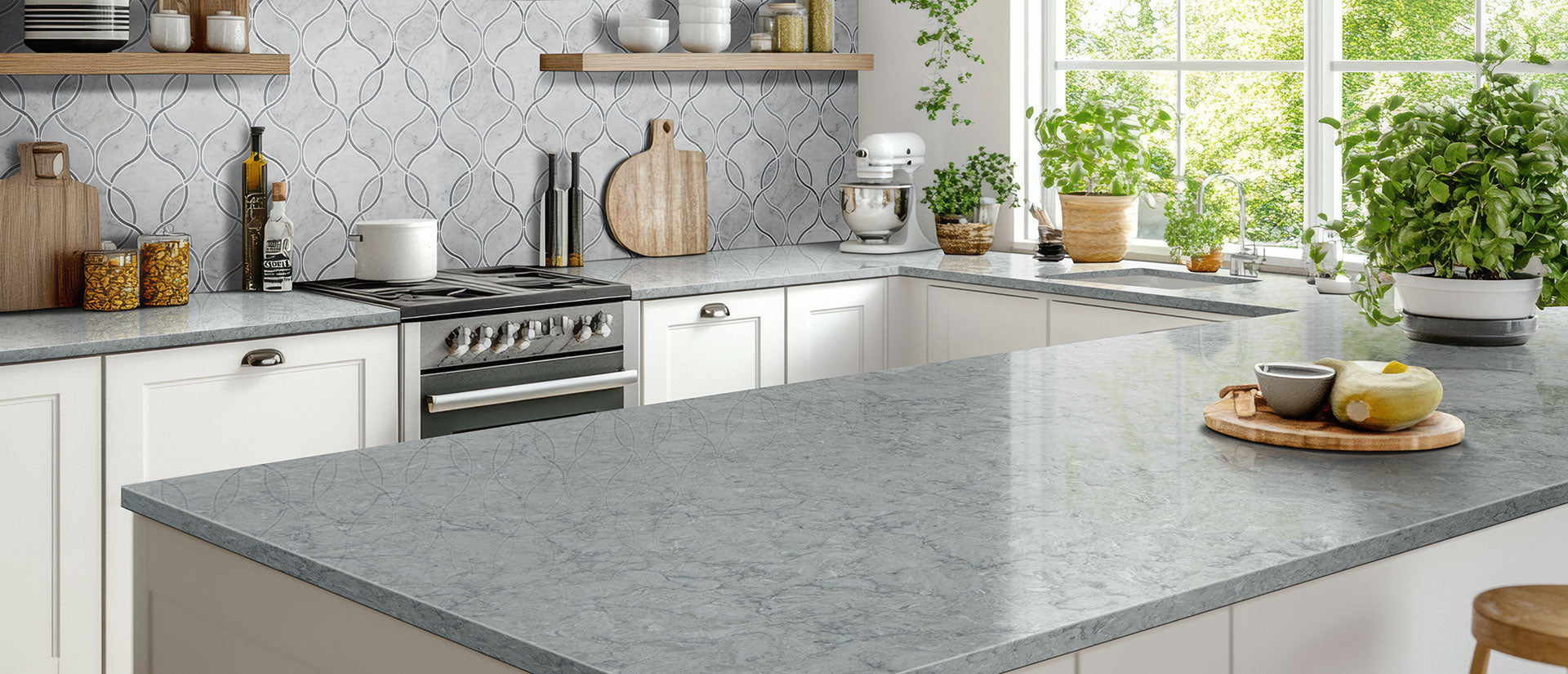 MSI Galant Gray Quartz — surface detail in gray tonality factory-finished eased edge ready for install