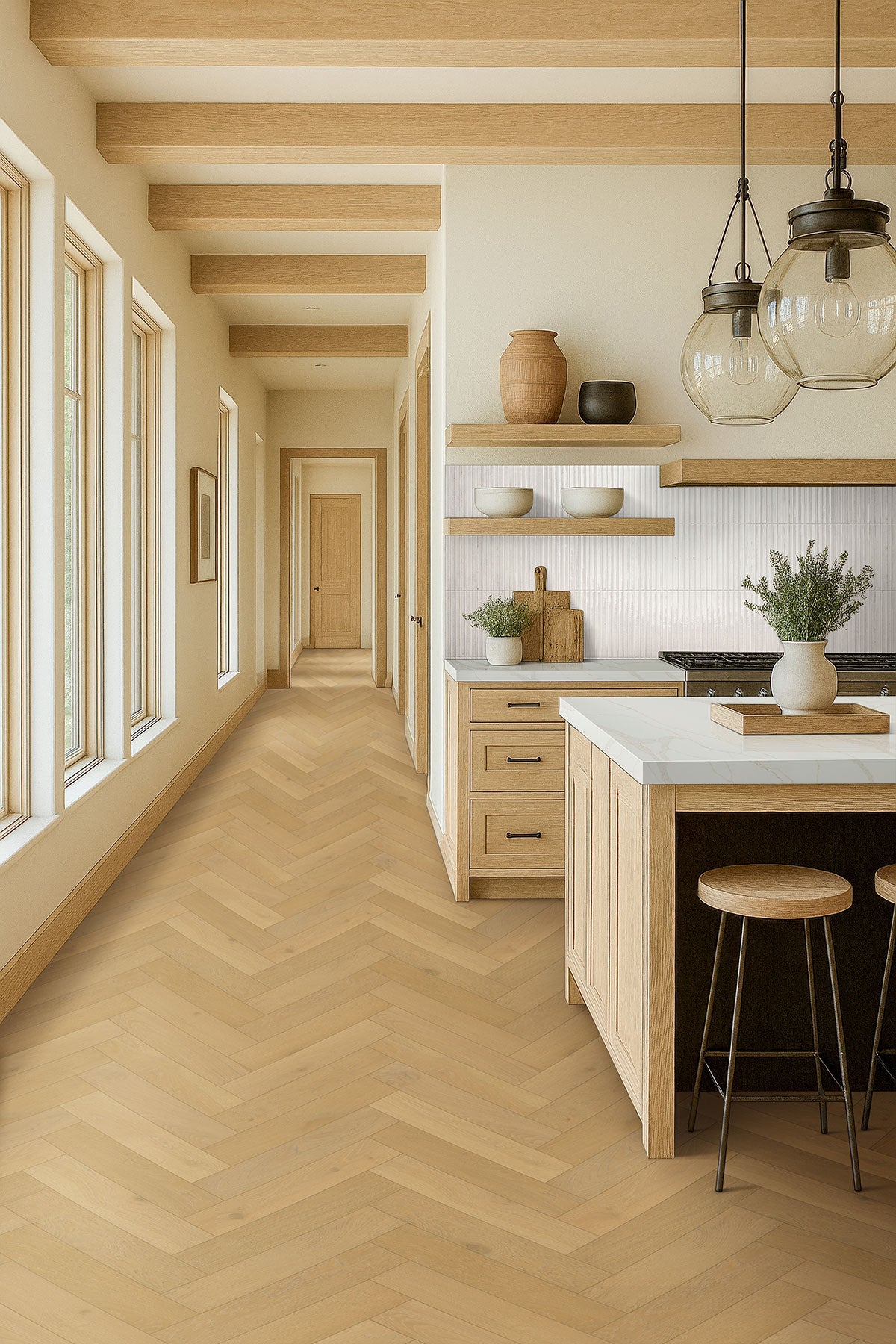 MSI Gems Bianco Fluted Tile — surface detail in natural tonality