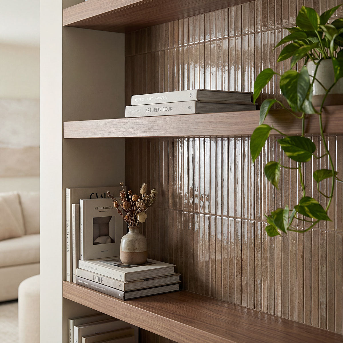 MSI Gems Chocolate Fluted Tile — surface detail in natural tonality