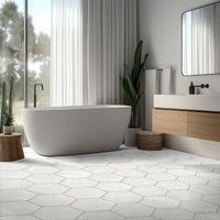 MSI Geoglam Calacatta Porcelain Tile — surface detail in natural tonality