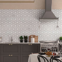 MSI Bianco Dolomite Georama Grigio Polished Marble Tile — surface detail in natural tonality