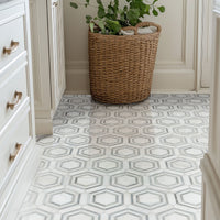 MSI Bianco Dolomite Georama Grigio Polished Marble Tile — surface detail in natural tonality
