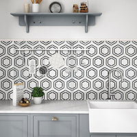MSI Georama Nero Geometric Tile — surface detail in natural tonality