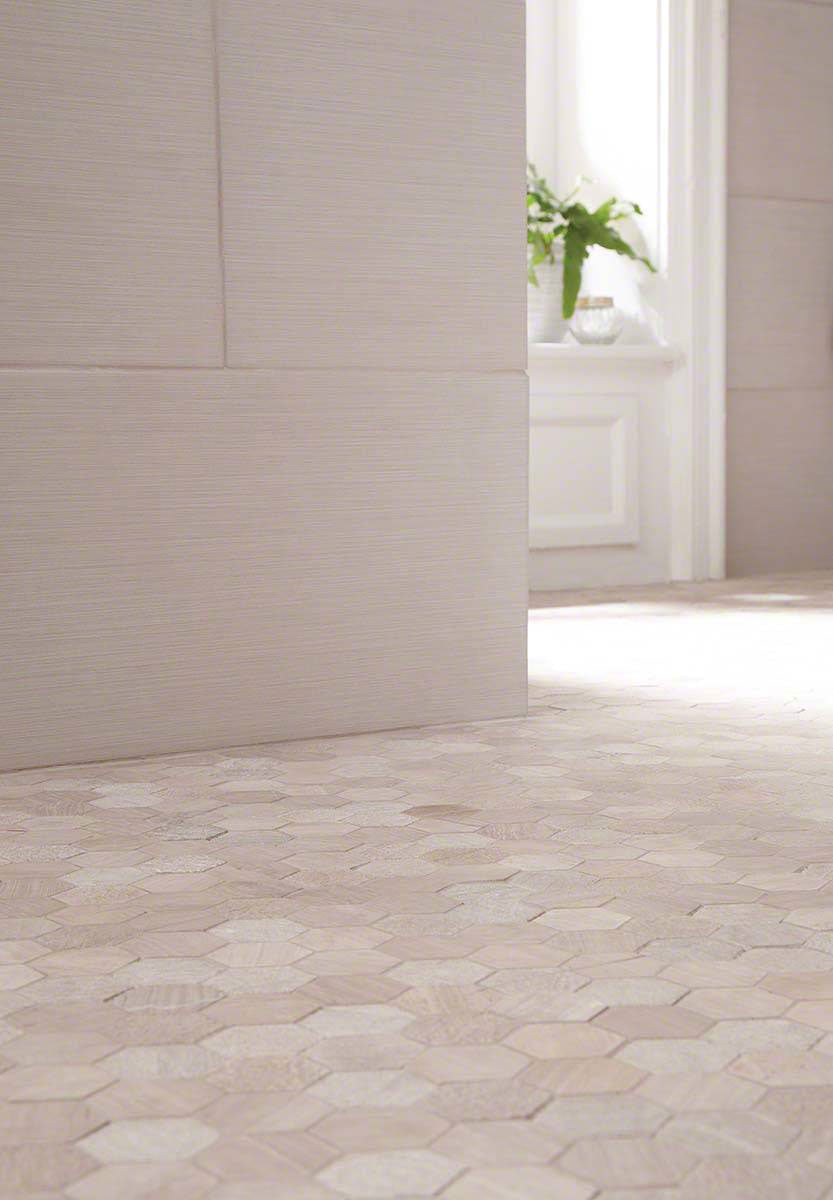 MSI White Oak Honey Comb Multi Finish 2" Mosaic Tile — surface detail in white tonality