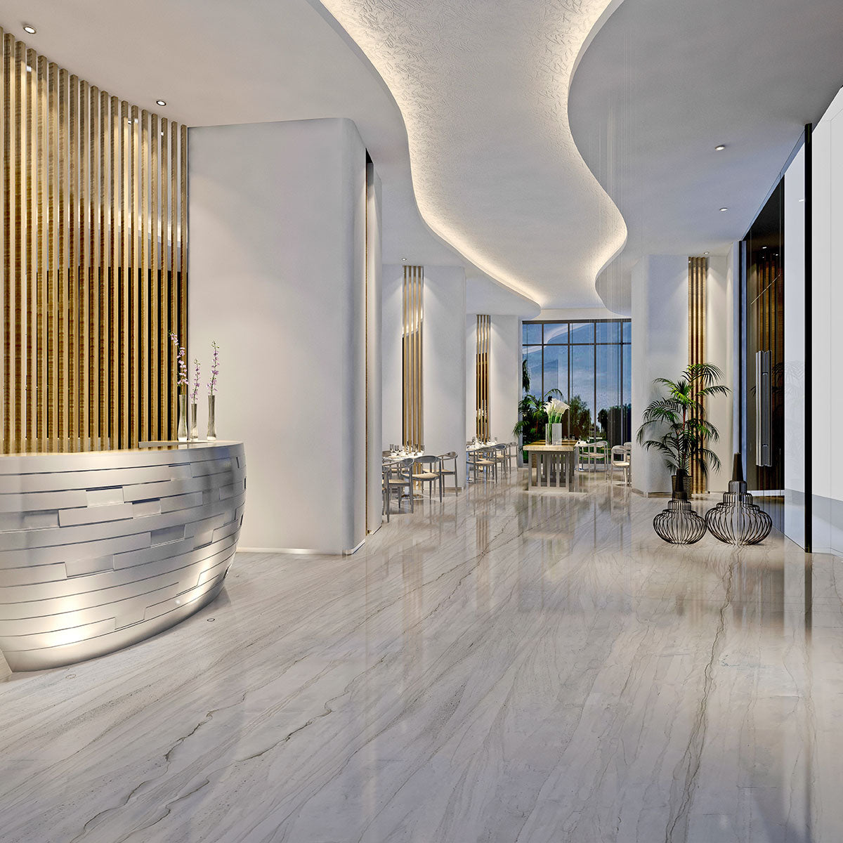 MSI Glacier Wave — surface detail in natural tonality metamorphic crystalline slab for kitchen install
