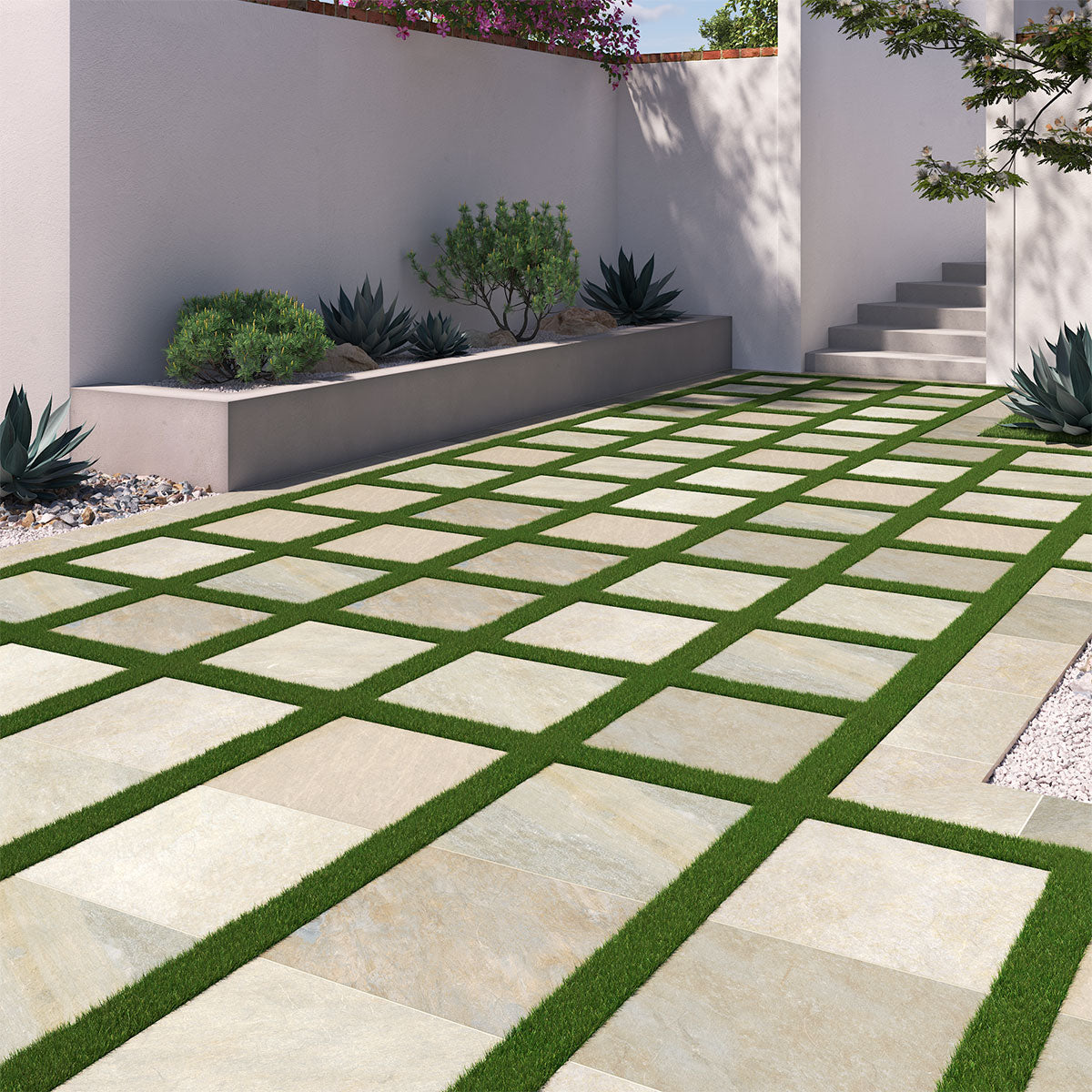 MSI Golden White Porcelain Paver — surface detail in white tonality