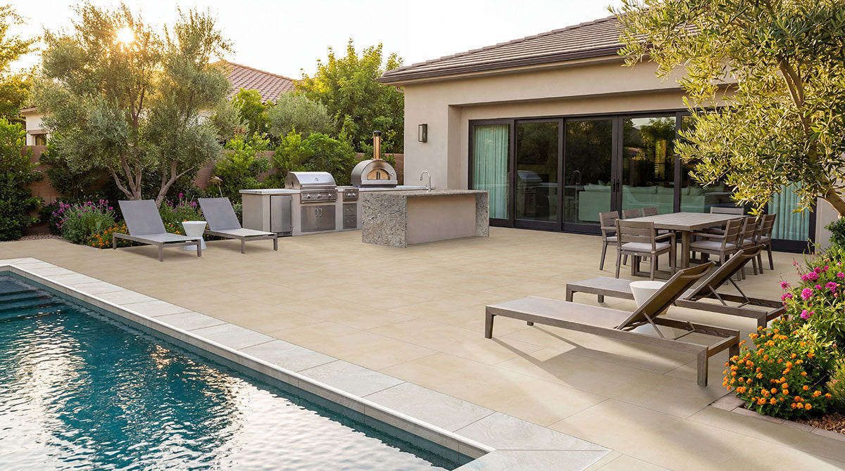 MSI Makalu Bay — surface detail in natural tonality quarried slab for kitchen and counter install