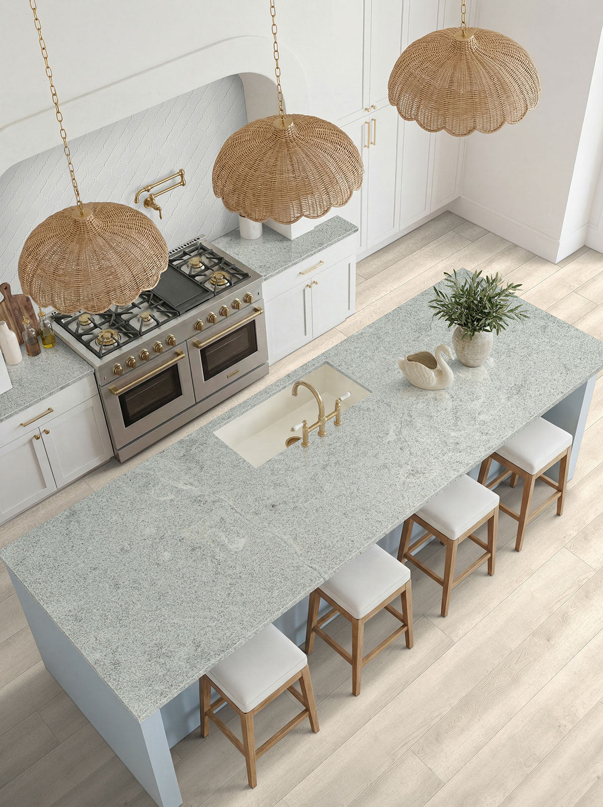 MSI White Alpha — surface detail in white tonality quarried slab for kitchen and counter install