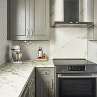 MSI Domino Gray Glossy Fish Scale Pattern Mosaic — surface detail in gray tonality
