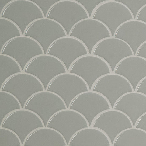 MSI Domino Gray Glossy Fish Scale Pattern Mosaic