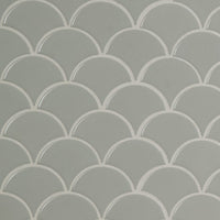 MSI Domino Gray Glossy Fish Scale Pattern Mosaic — Porcelain Wall Tile in gray tonality