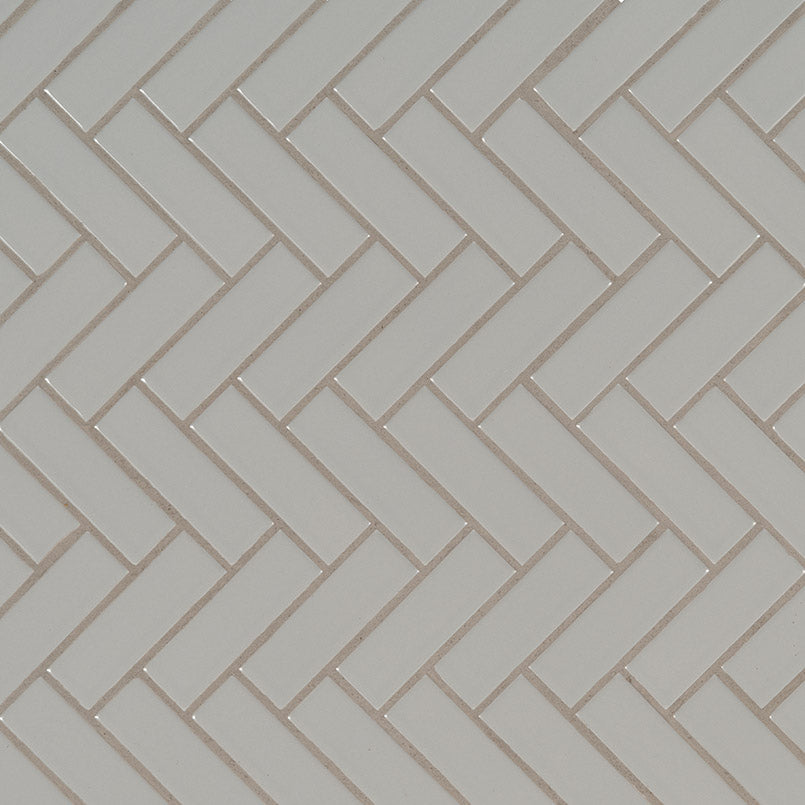 MSI Domino Gray Glossy Herringbone Tile — Porcelain Wall Tile in gray tonality