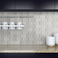 MSI Domino Gray Glossy Beveled Subway Tile 3x6 — surface detail in gray tonality