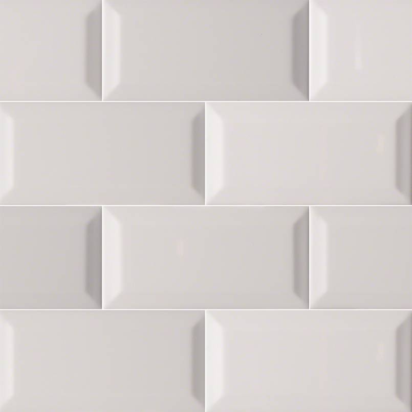 MSI Domino Gray Glossy Beveled Subway Tile 3x6 — Marble Threshold in gray tonality
