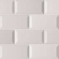 MSI Domino Gray Glossy Beveled Subway Tile 3x6 — Marble Threshold in gray tonality