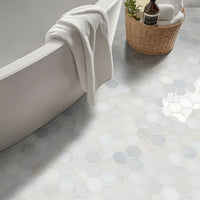 MSI Greecian White Polished Hexagon Tile — surface detail in white tonality