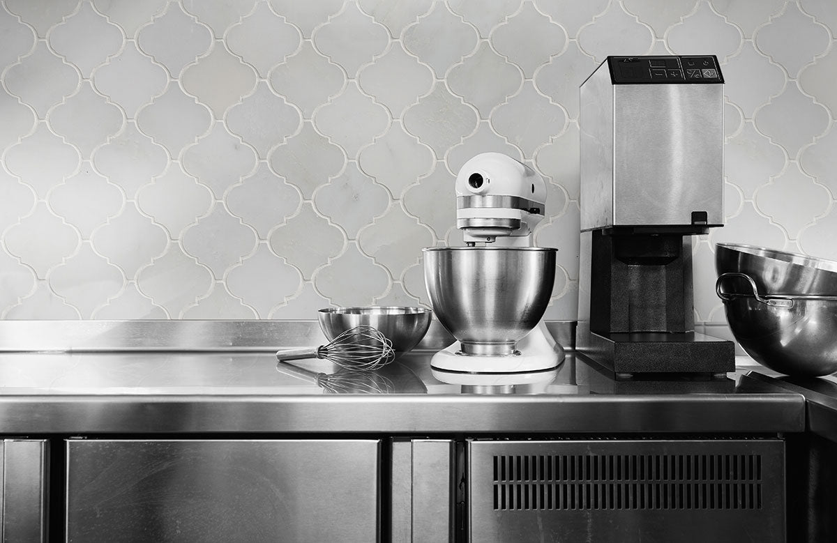MSI Greecian White Arabesque Tile — surface detail in white tonality