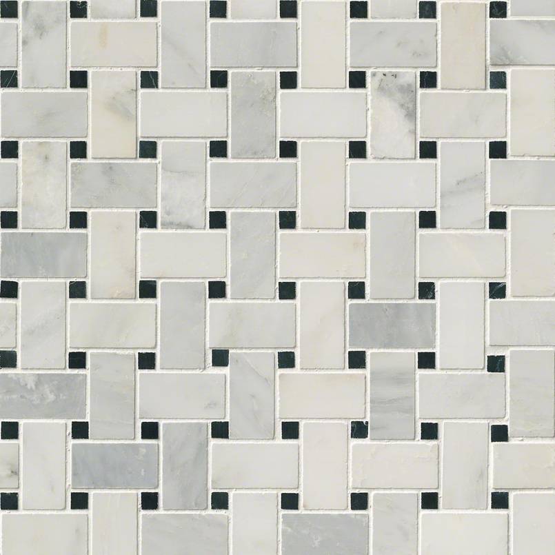 MSI Greecian White Basketweave Pattern Polished — Natural Stone Mosaic in white tonality