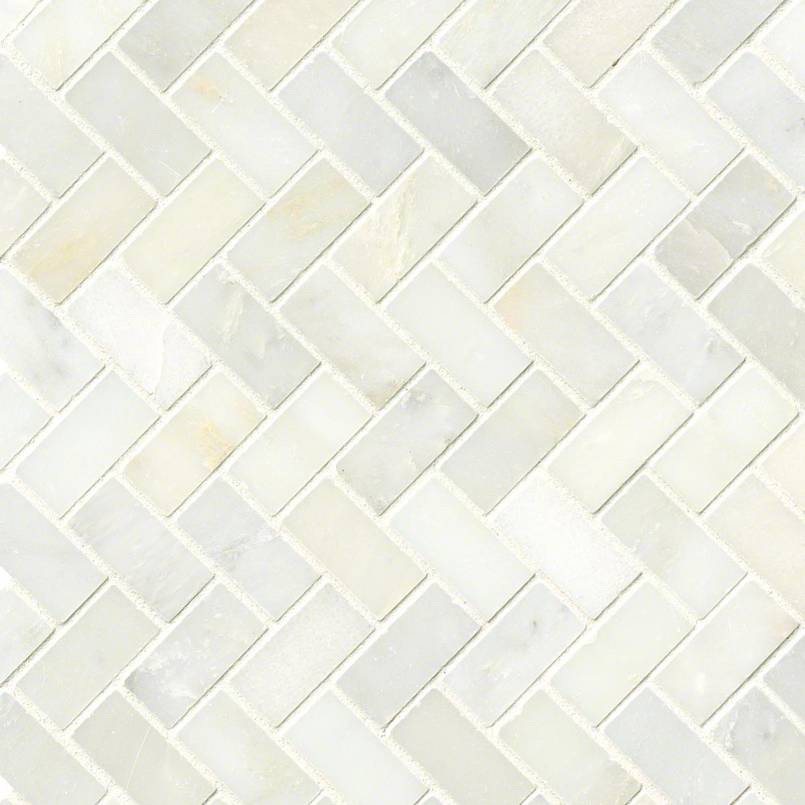 MSI Greecian White Herringbone Pattern — Natural Stone Mosaic in white tonality