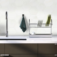 MSI Greecian White 8" Hexagon Polished — surface detail in white tonality