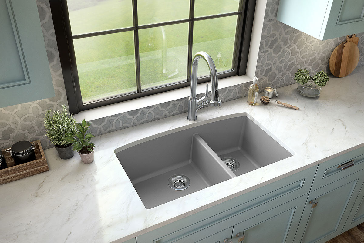 Grey Quartz Double Bowl 60/40 - 3219