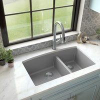 MSI Grey Quartz Double Bowl 60/40-3219 Sinks — surface detail in grey tonality