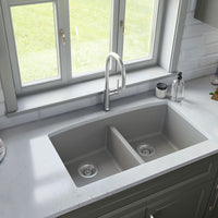 MSI Grey Quartz Double Bowl 50/50-3219 Sinks — surface detail in grey tonality