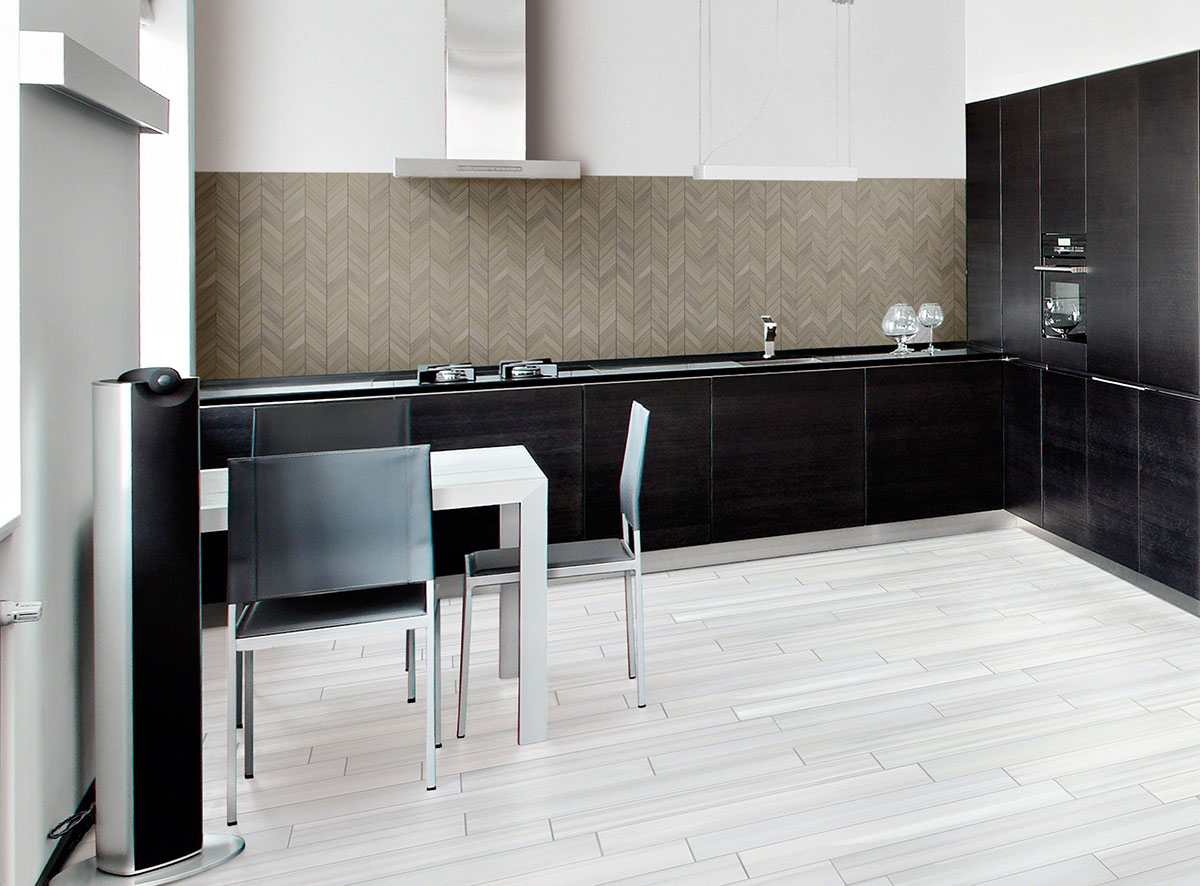 MSI Watercolor Grigio — surface detail in natural tonality through-bodied porcelain for full-room install