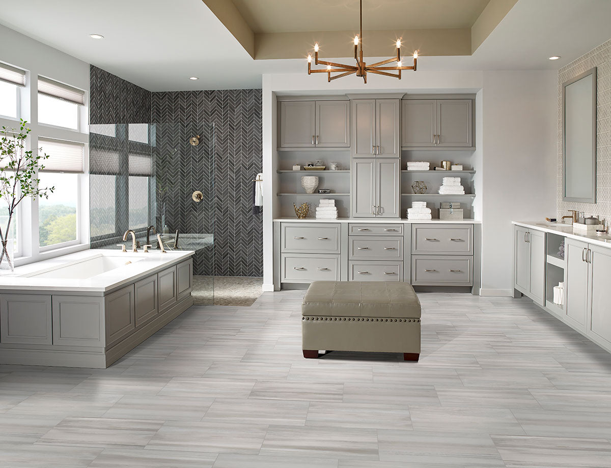 MSI White Oak Serenity Stone Pebble Mosaic — surface detail in white tonality