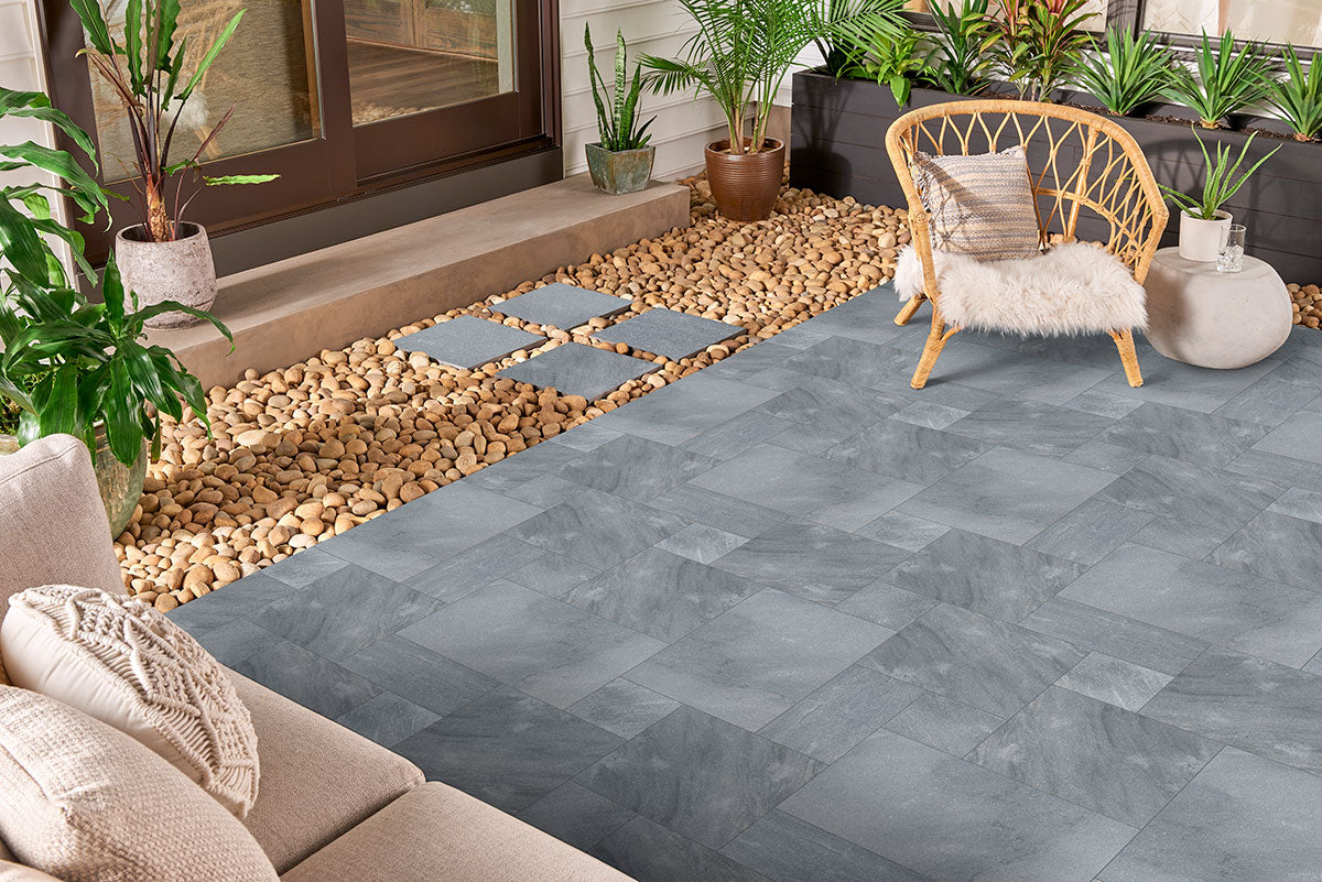 MSI Cosmic Black Sandblasted Marble Paver — surface detail in black tonality
