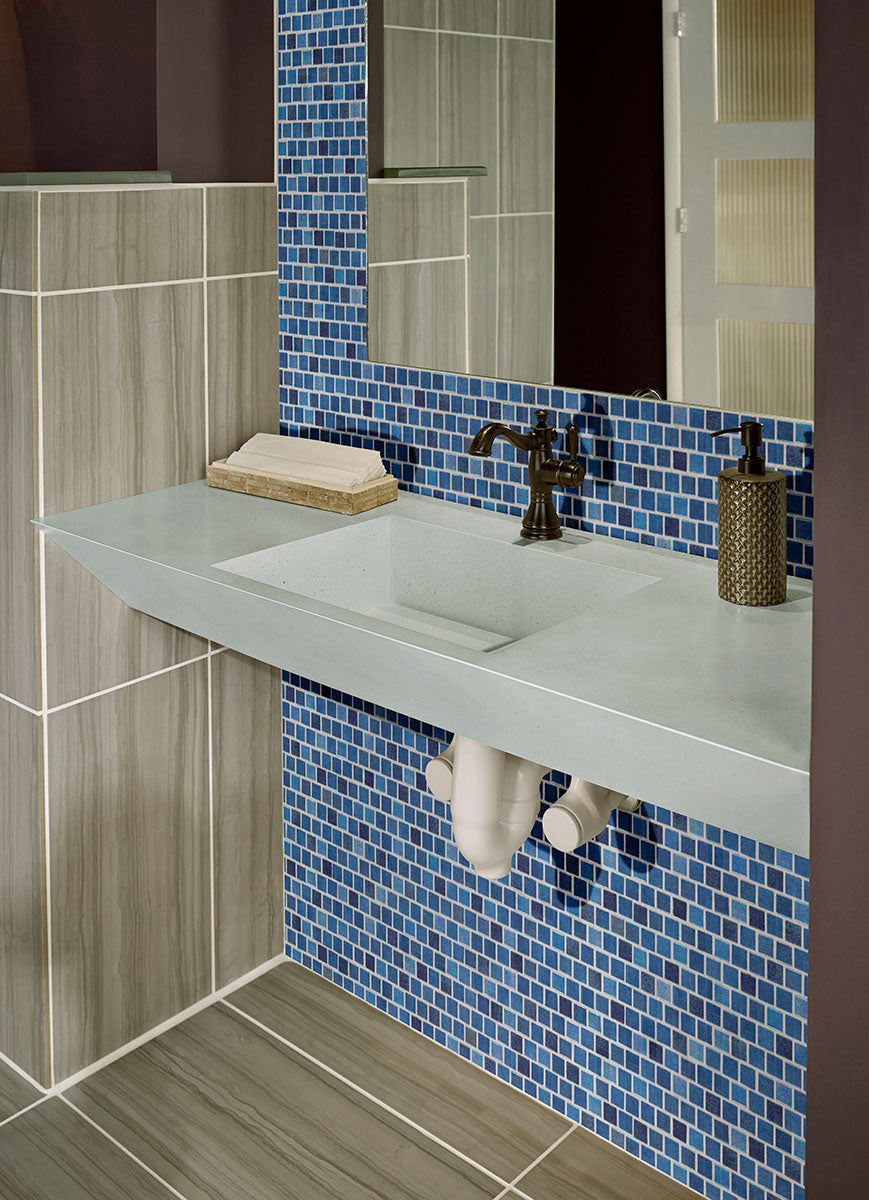 MSI Hawaiian Blue Glass Tile — surface detail in blue tonality