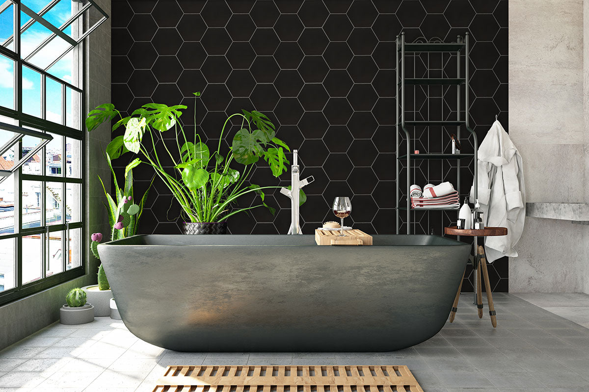 MSI Hexley Graphite Hexagon Tile — surface detail in graphite tonality