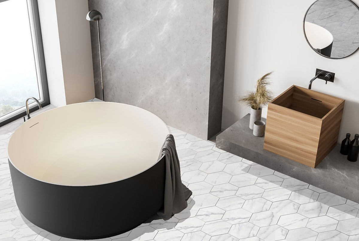 MSI Hexley Marbello Hexagon Tile — surface detail in natural tonality