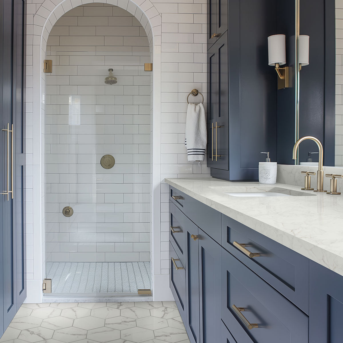 MSI Hexley Marbello Hexagon Tile — surface detail in natural tonality