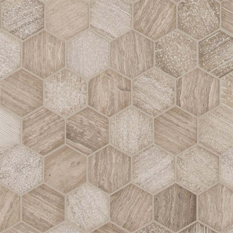 MSI White Oak Honey Comb Multi Finish 2" Mosaic Tile