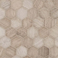 MSI White Oak Honey Comb Multi Finish 2" Mosaic Tile — Natural Stone Mosaic in white tonality