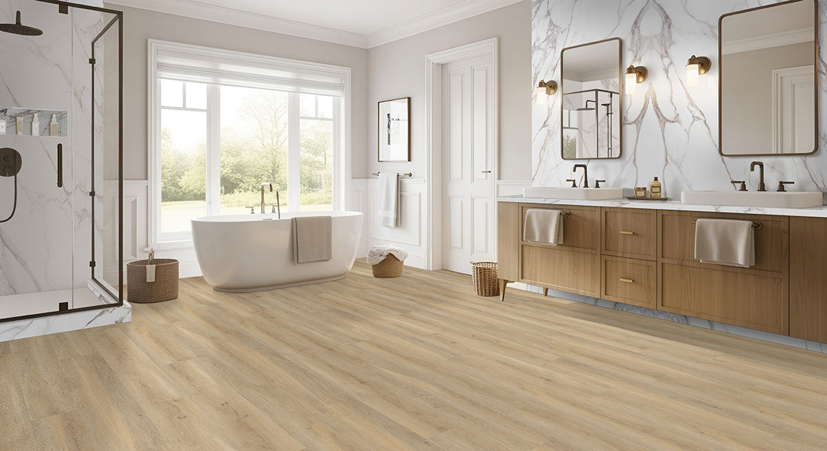 MSI Laurel Reserve Honey Hollow Luxury Vinyl Plank Flooring — surface detail in honey tonality